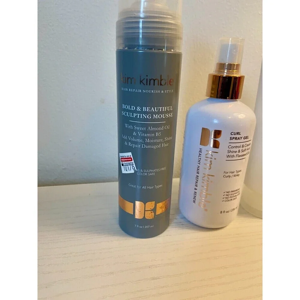 (3) New Set Kim Kimble Peppermint Co Wash Bold Beautiful Mousse Curl Spray Gel
